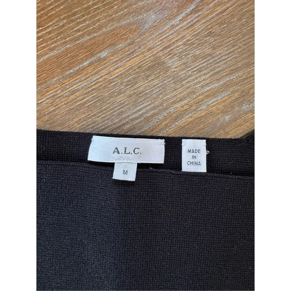 ALC‎ Square Neck Ribbed Knit Tank Top Womens Black Size M (T1)